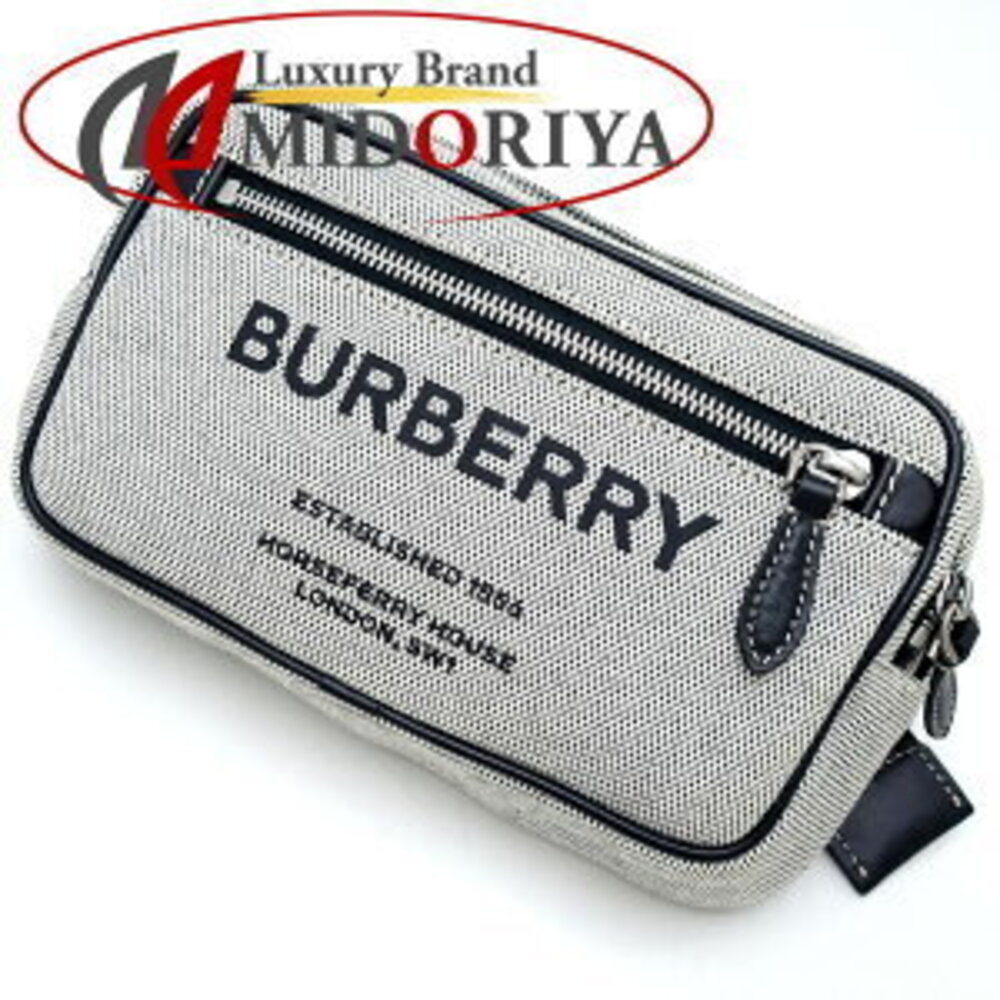 Burberry Body Belt Crossbody Bag Canvas Leather Gray Black
